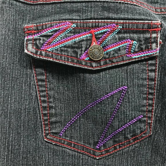 CJ Jeans Size 15  Black  Embroidered Pockets Flare - Picture 4 of 6